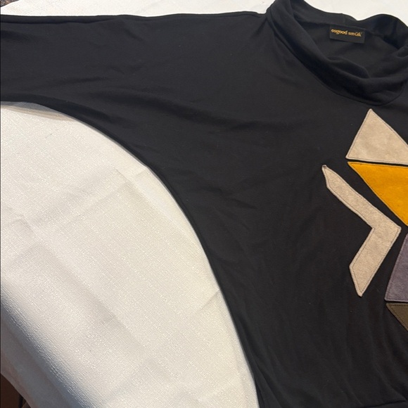 Vintage Osgood Smük Black Geometric Turtleneck Top Size L - Picture 6 of 10